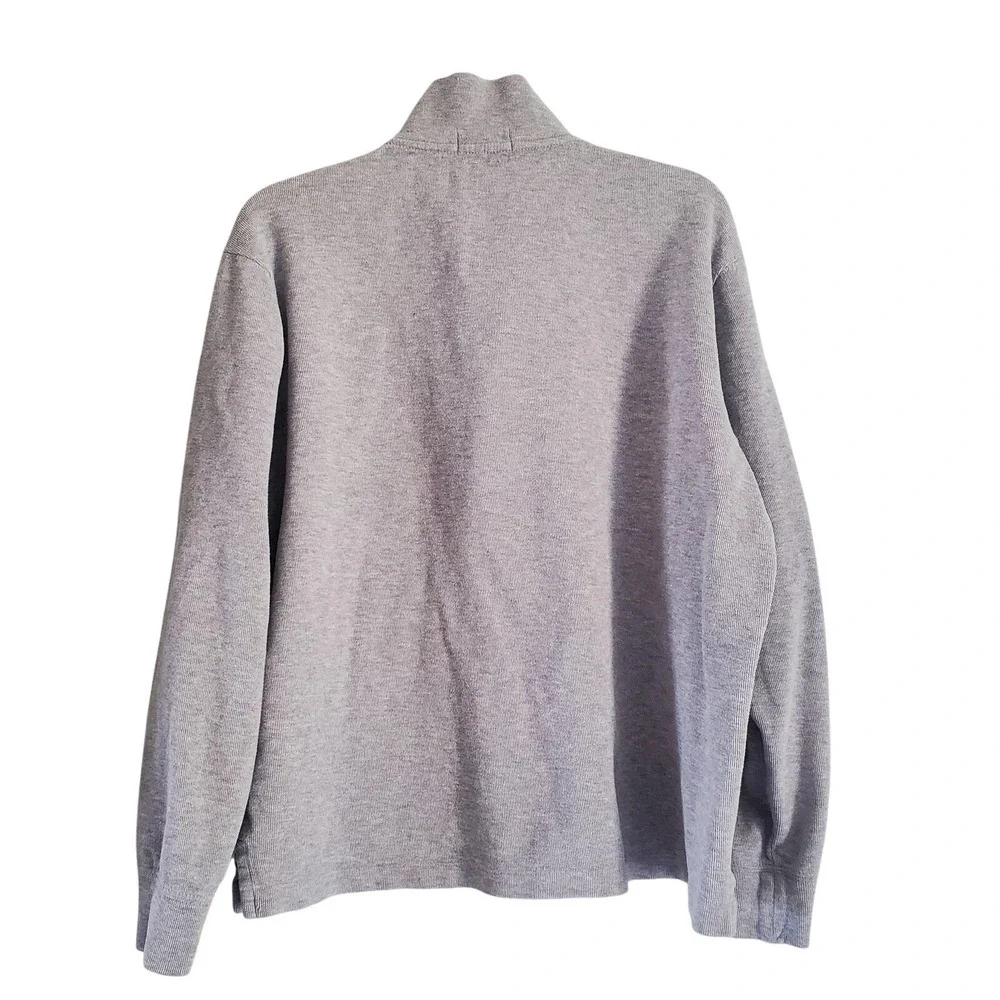 Polo Ralph Lauren Sweater Mens Large Gray Estate‎ Rib 1/4 Zip Cotton Pullover